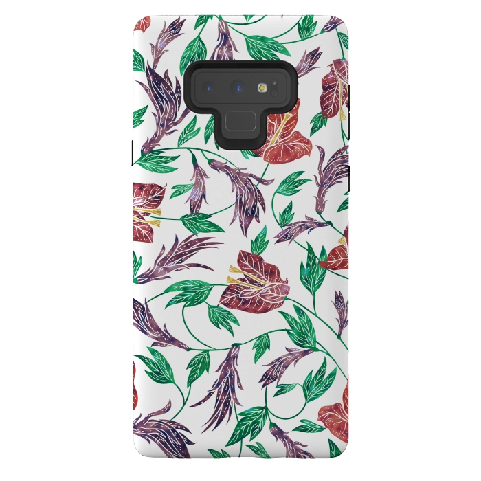 Galaxy Note 9 StrongFit Tropical Flowers Pattern by Dushan Medich