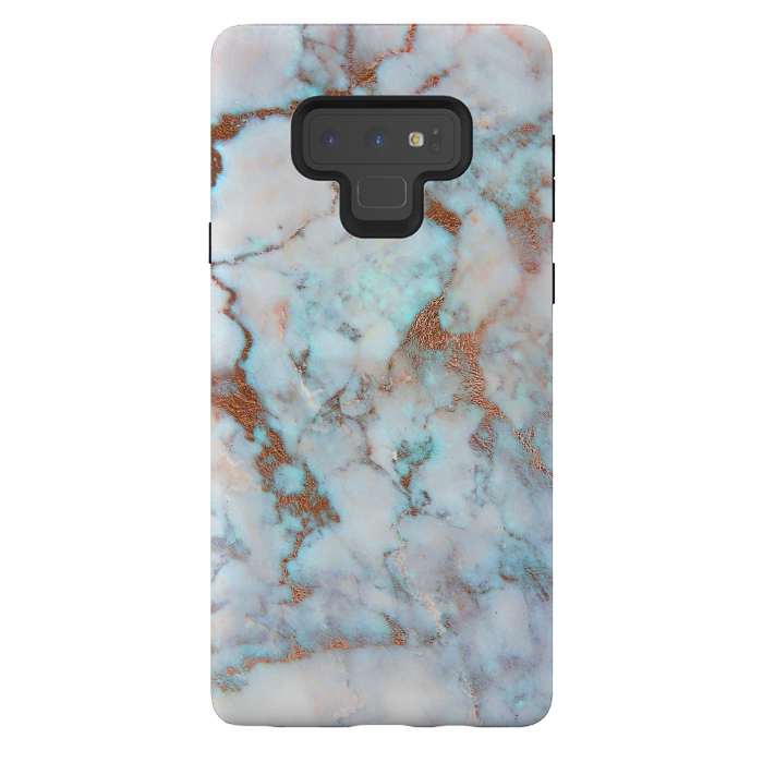 Galaxy Note 9 StrongFit White & Gold Faux Marble by Dushan Medich