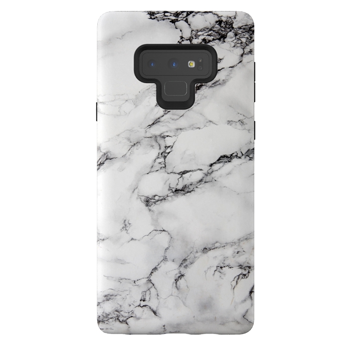 Galaxy Note 9 StrongFit White Marble Stone Print by Dushan Medich