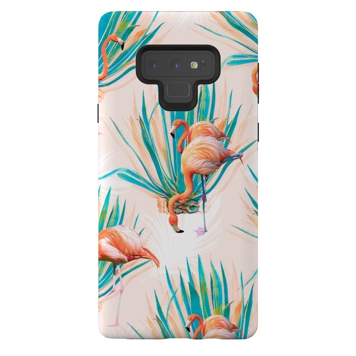 Galaxy Note 9 StrongFit Anaglyph Flamingos with cactus by Mmartabc