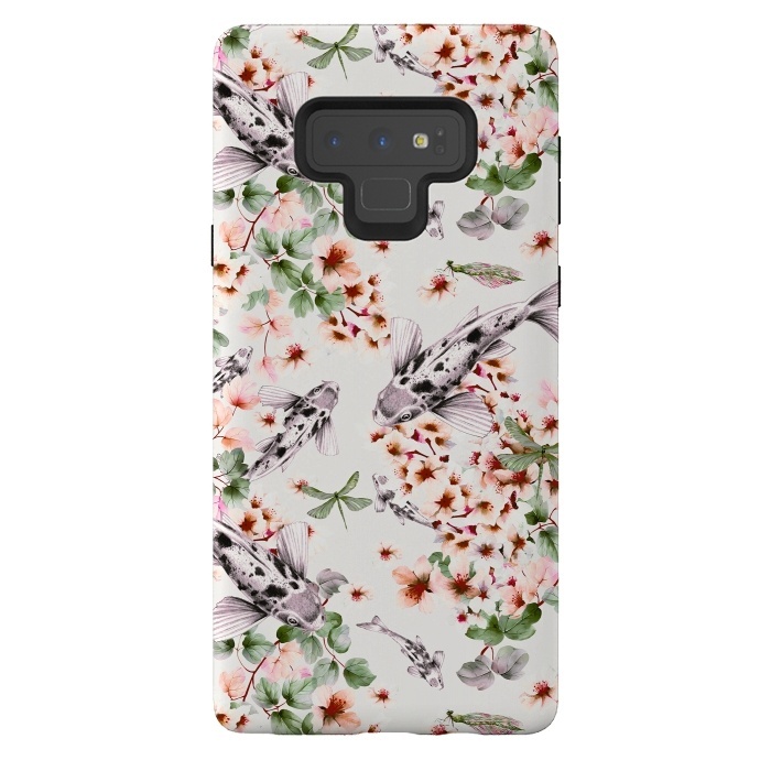 Galaxy Note 9 StrongFit Asian pattern fish bloom by Mmartabc