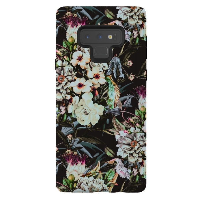 Galaxy Note 9 StrongFit Dark flowery colorful bouquet by Mmartabc