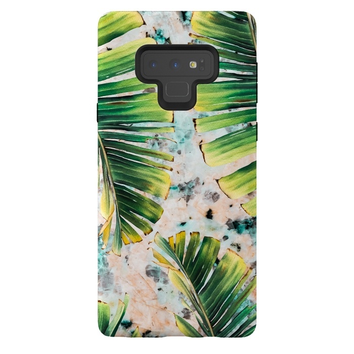 Galaxy Note 9 StrongFit Palm leaf on marble 01 by Mmartabc