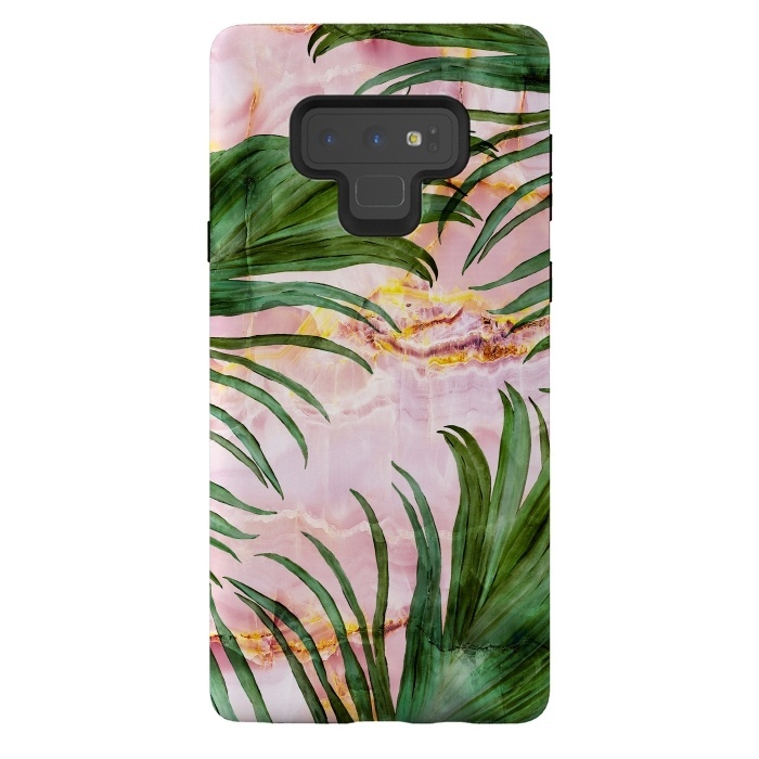 Galaxy Note 9 StrongFit Palm leaf on marble 03 by Mmartabc