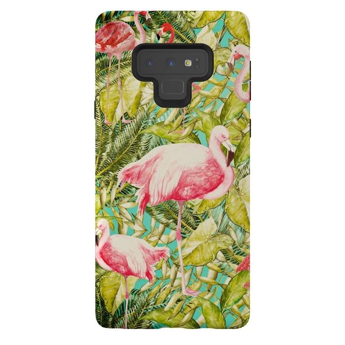 Galaxy Note 9 StrongFit Aloha Tropical Flamingo Jungle by  Utart