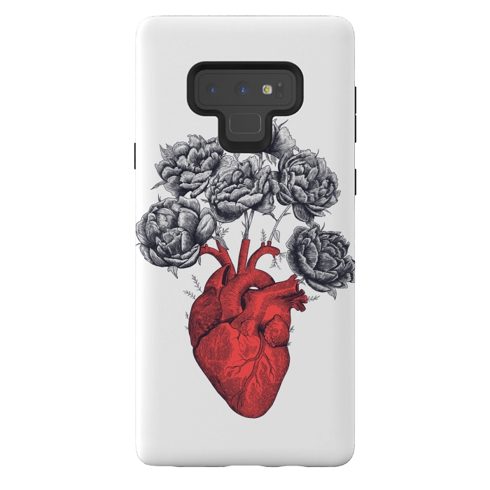 Galaxy Note 9 StrongFit Heart with peonies by kodamorkovkart