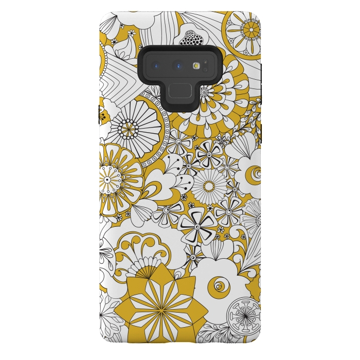 Galaxy Note 9 StrongFit 70s Flowers - Yellow and White by Paula Ohreen