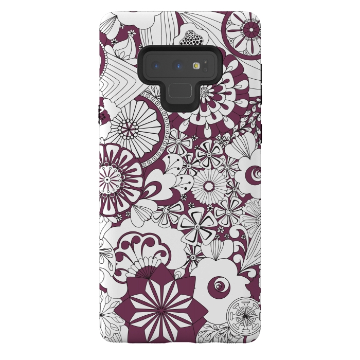 Galaxy Note 9 StrongFit 70s Flowers - Purple and White by Paula Ohreen