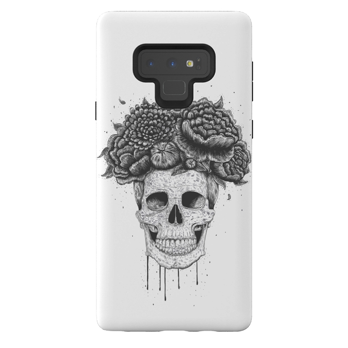 Galaxy Note 9 StrongFit Skull with flowers by kodamorkovkart