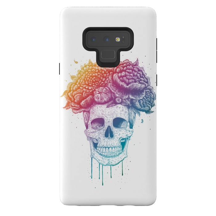 Galaxy Note 9 StrongFit Colorful skull with flowers by kodamorkovkart