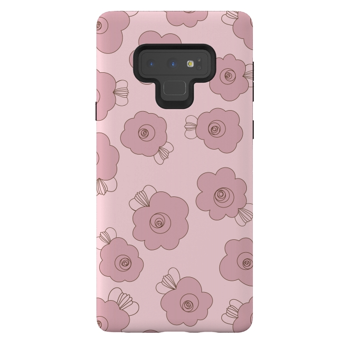 Galaxy Note 9 StrongFit Fluffy Flowers - Pink on Pink by Paula Ohreen