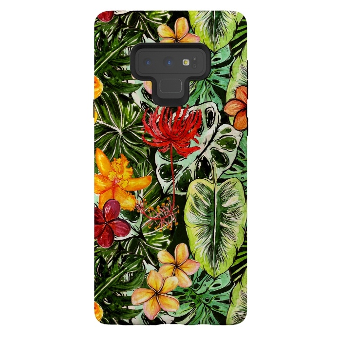 Galaxy Note 9 StrongFit Vintage Tropical Flower Jungle Pattern by  Utart