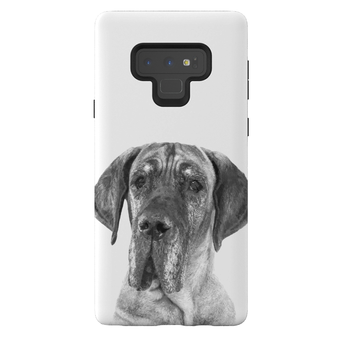 Galaxy Note 9 StrongFit Black and White Great Dane by Alemi