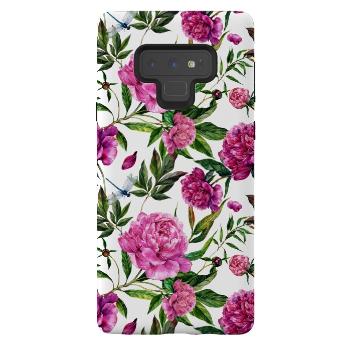 Galaxy Note 9 StrongFit Pink Peonies on White by  Utart