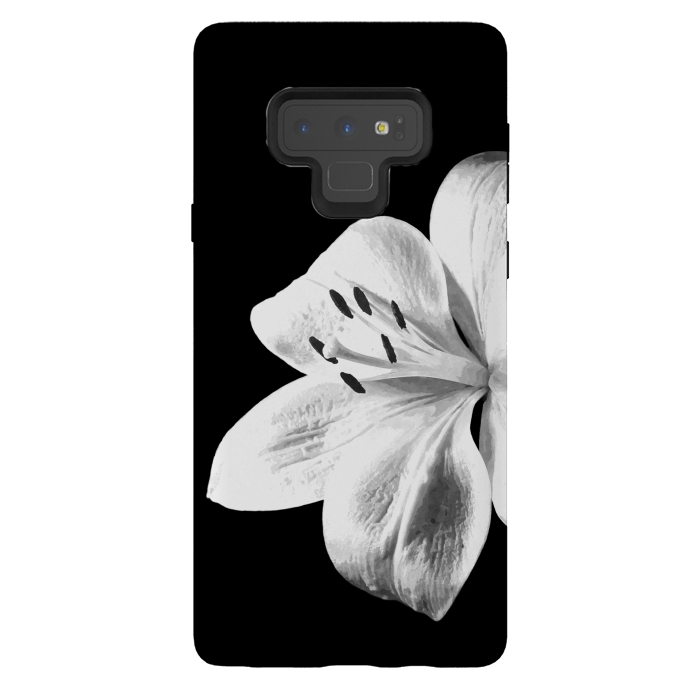 Galaxy Note 9 StrongFit White Lily Black Background by Alemi
