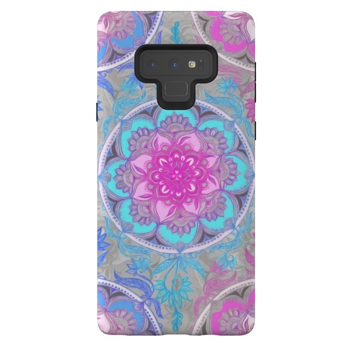Galaxy Note 9 StrongFit Pink, Purple and Turquoise Super Boho Medallions by Micklyn Le Feuvre
