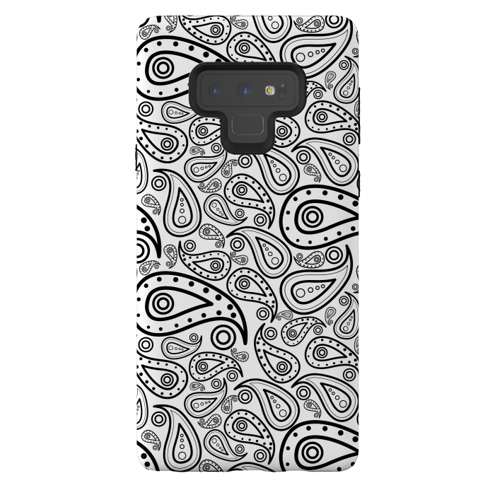 Galaxy Note 9 StrongFit black and white paisley by TMSarts