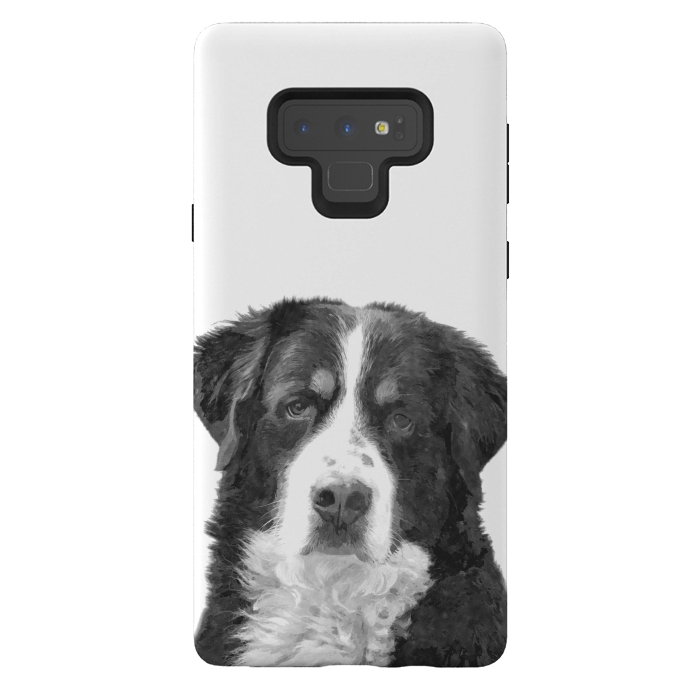 Galaxy Note 9 StrongFit Black and White Bernese Mountain by Alemi