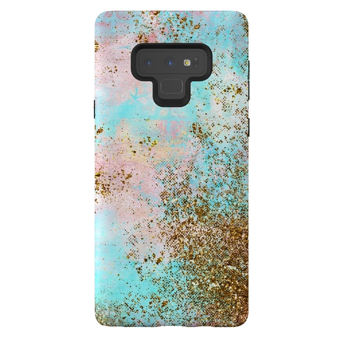 Galaxy Note 9 StrongFit Pink and Teal and Gold Mermaid Glitter Seafoam by  Utart