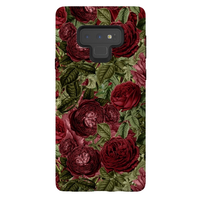 Galaxy Note 9 StrongFit Victorian Dark Red Vintage Roses by  Utart