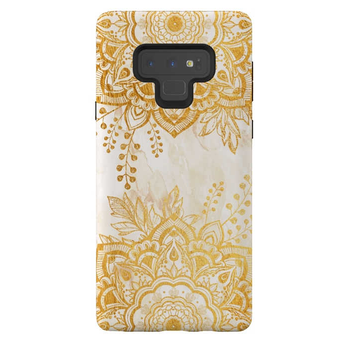 Galaxy Note 9 StrongFit Queen Starring of Mandala-Gold Sunflower II by ''CVogiatzi.