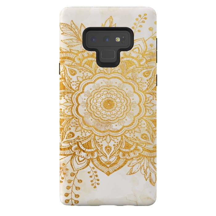 Galaxy Note 9 StrongFit Queen Starring of Mandala-Gold Sunflower I by ''CVogiatzi.