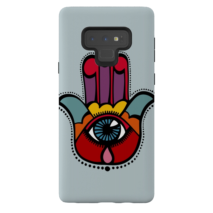 Galaxy Note 9 StrongFit Pop Hamsa over Blue by Majoih