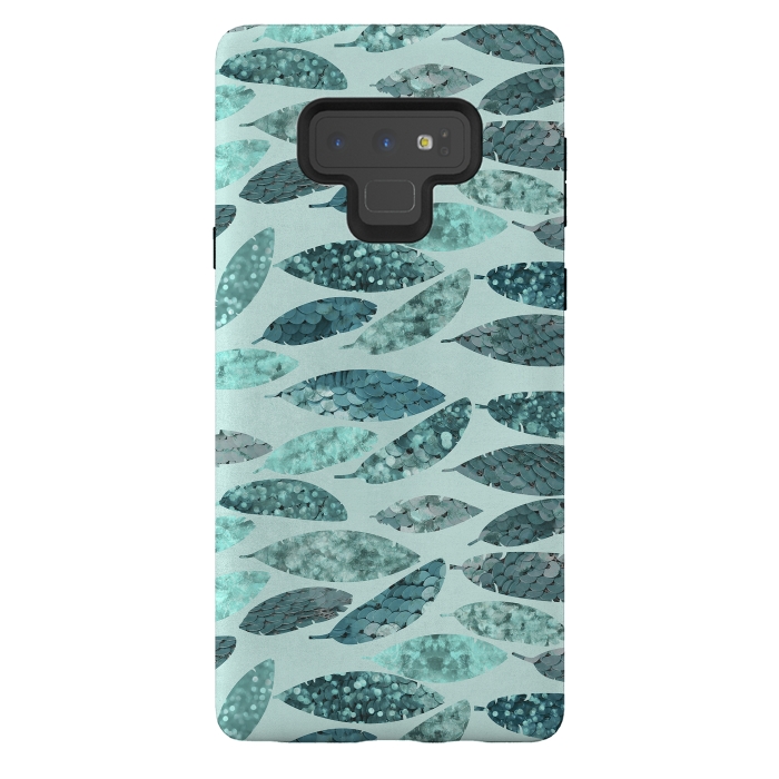 Galaxy Note 9 StrongFit Turquoise Green Mermaid Feathers 2 by Andrea Haase