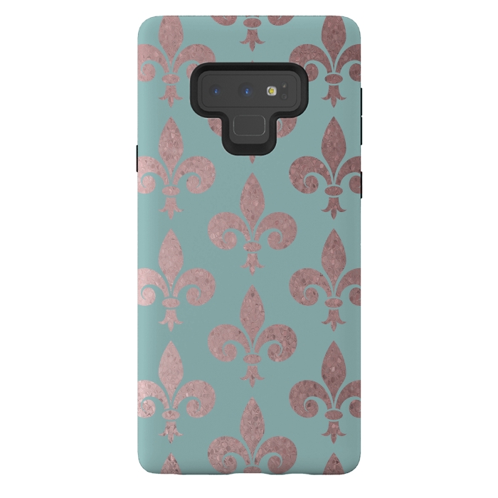 Galaxy Note 9 StrongFit Rose Gold Fleur De Lis Pattern 2 by Andrea Haase