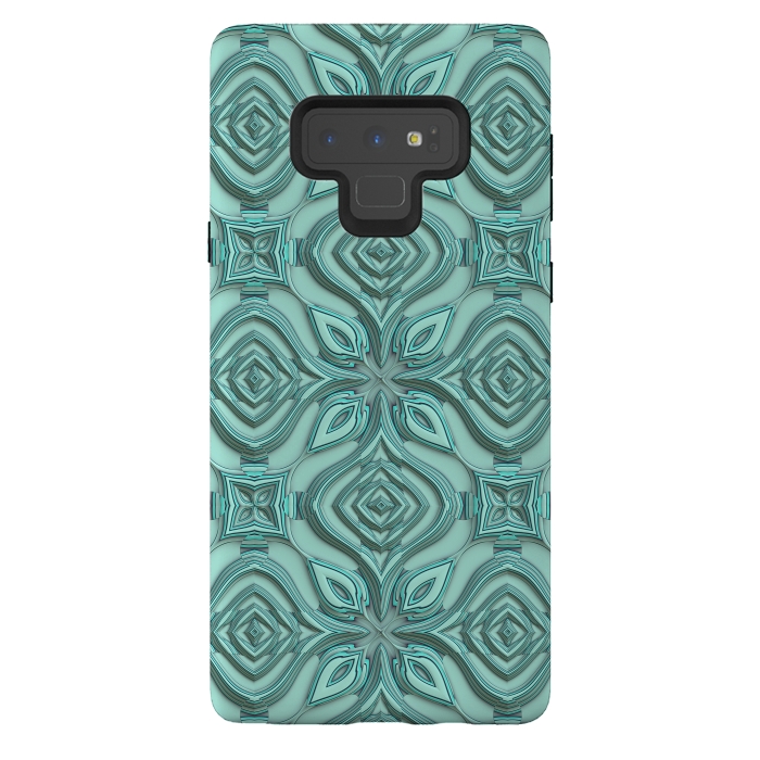 Galaxy Note 9 StrongFit Elegant Green Turquoise Ornament Pattern by Andrea Haase