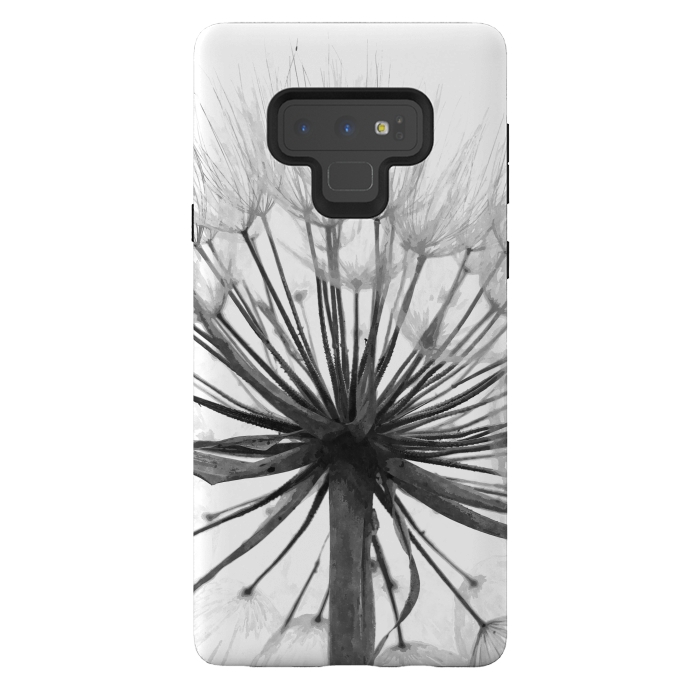 Galaxy Note 9 StrongFit Black and White Dandelion by Alemi