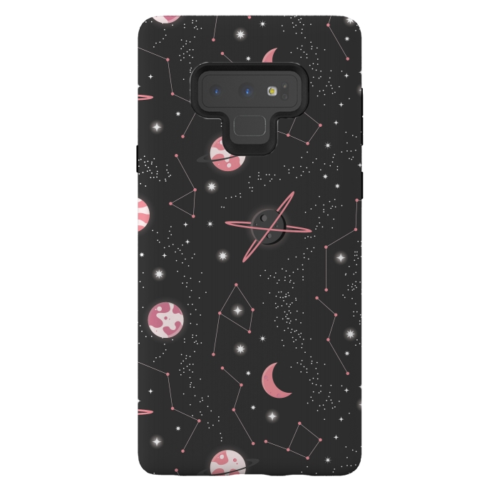 Galaxy Note 9 StrongFit Universe with planets and stars seamless pattern, cosmos starry night sky 007 by Jelena Obradovic