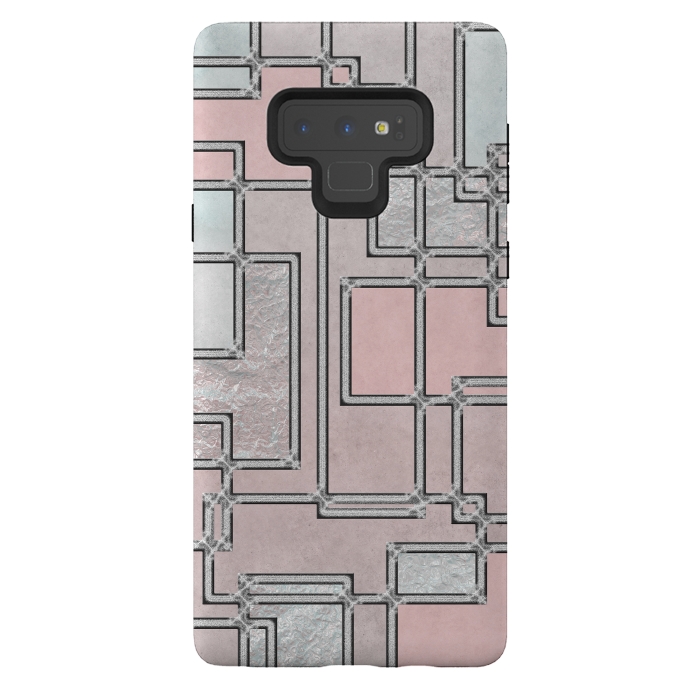 Galaxy Note 9 StrongFit Pink Aqua Cubicals by Andrea Haase