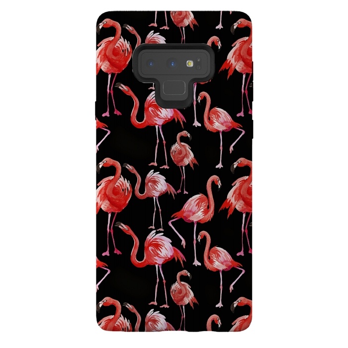 Galaxy Note 9 StrongFit Flamingos on Black by  Utart