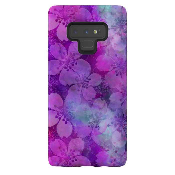 Galaxy Note 9 StrongFit Purple Watercolor Flower Pattern by Andrea Haase