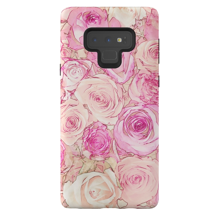 Galaxy Note 9 StrongFit Pastel Rose Pattern by Andrea Haase