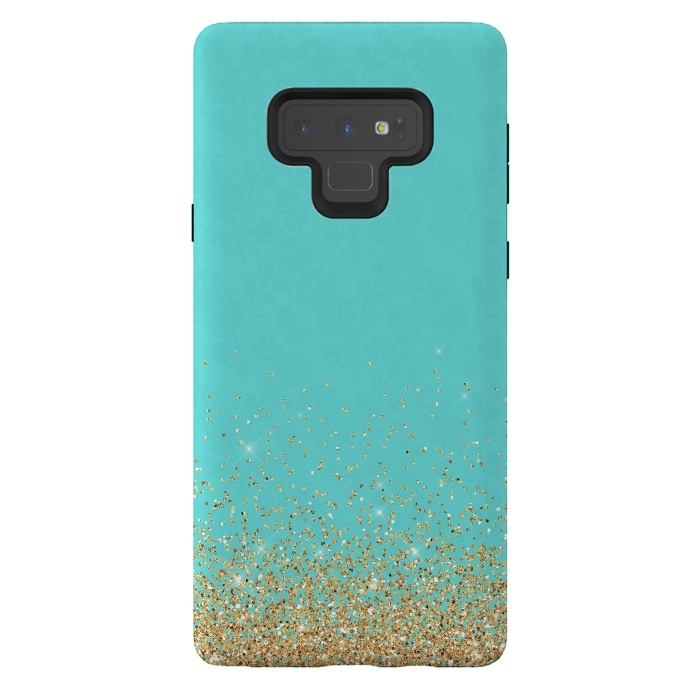 Galaxy Note 9 StrongFit Teal and Gold Glitter by  Utart