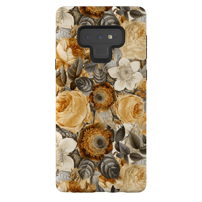 Galaxy Note 9 StrongFit luxuriantly gold vintage floral pattern by  Utart