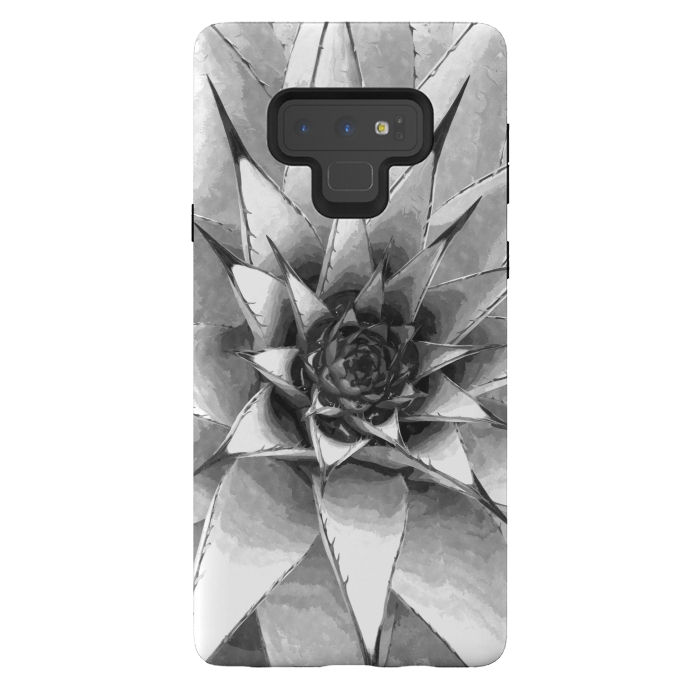 Galaxy Note 9 StrongFit Black and White Cactus Succulent by Alemi