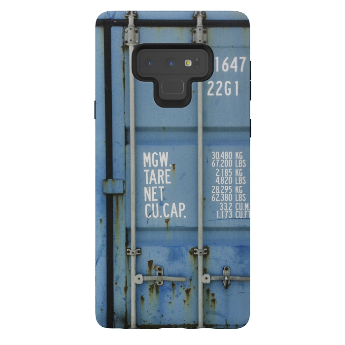 Galaxy Note 9 StrongFit Shipping Containter With Stencil Text by Andrea Haase