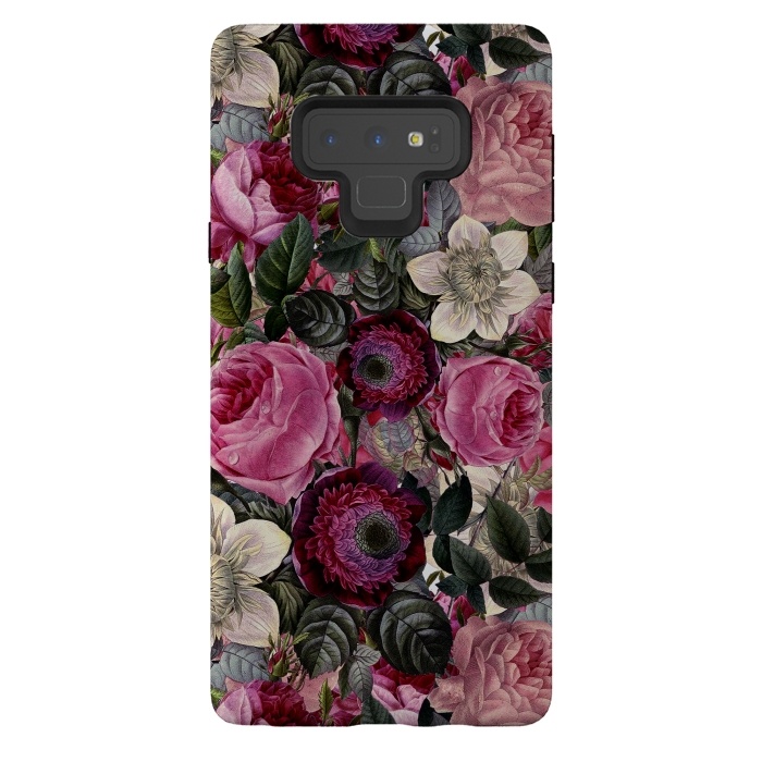Galaxy Note 9 StrongFit Purple and Pink Retro Flower Roses Pattern by  Utart