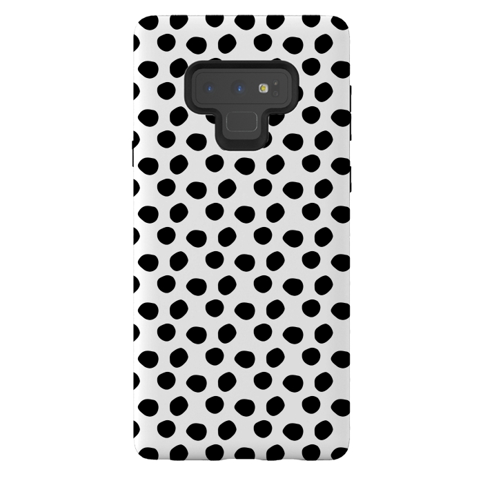 Galaxy Note 9 StrongFit Hand drawn black polka dots on white by DaDo ART