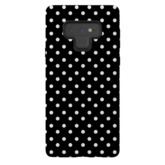 Galaxy Note 9 StrongFit Cute little white polka dots on black by DaDo ART