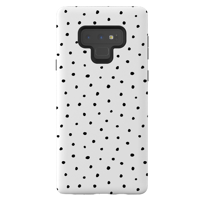 Galaxy Note 9 StrongFit Hand drawn little black polka dots on white by DaDo ART
