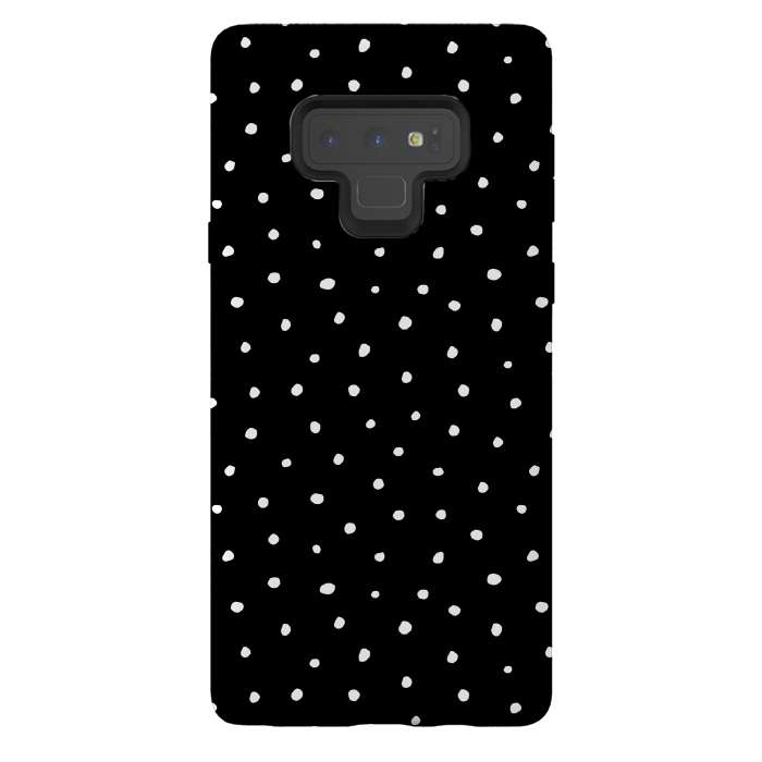 Galaxy Note 9 StrongFit Hand drawn little white polka dots on black by DaDo ART