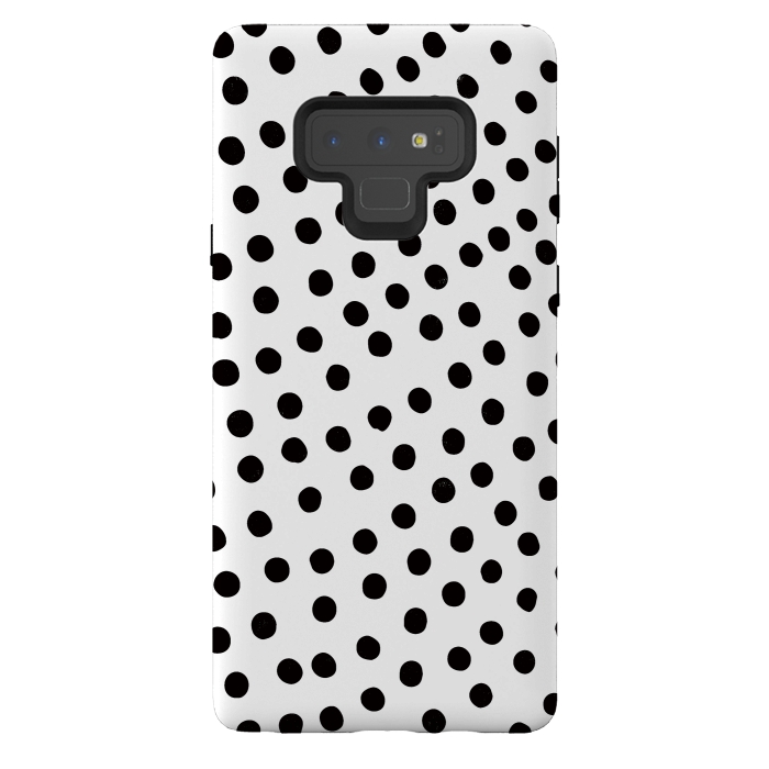 Galaxy Note 9 StrongFit Drunk black polka dots on white by DaDo ART