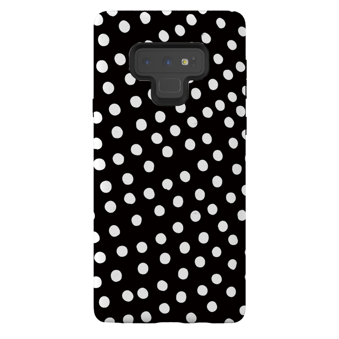 Galaxy Note 9 StrongFit Drunk little white polka dots on black  by DaDo ART