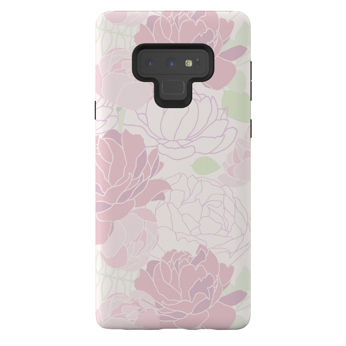 Galaxy Note 9 StrongFit Abstract Pink Peony Pattern by  Utart