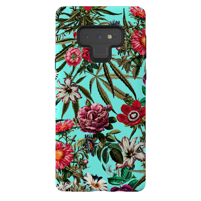 Galaxy Note 9 StrongFit Marijuana and Floral Pattern II by Burcu Korkmazyurek