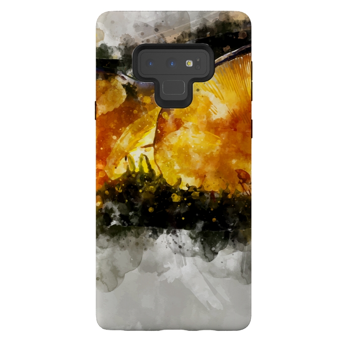 Galaxy Note 9 StrongFit Forest Yellow Mushroom by Creativeaxle